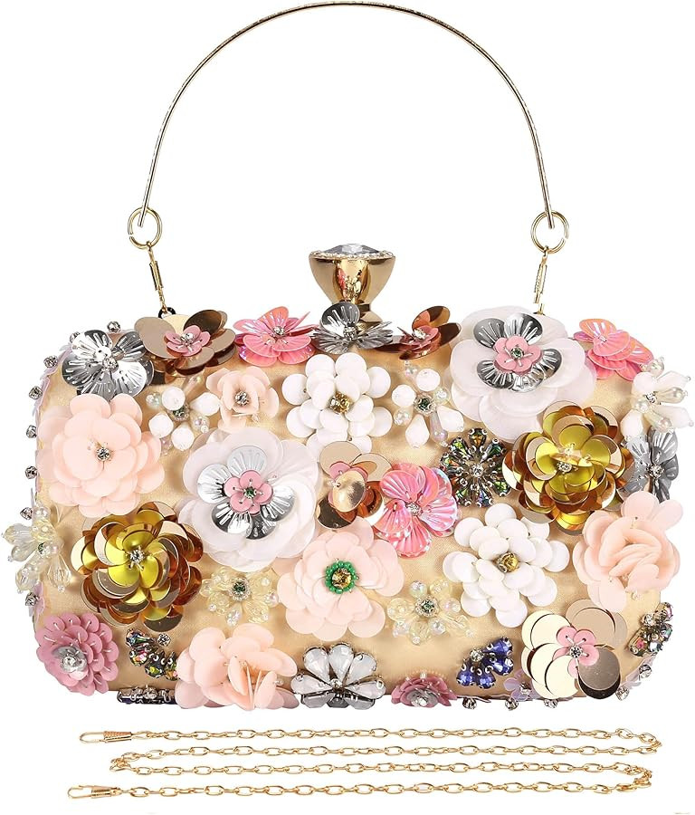 Selighting Colorful Flower Clutch Purse for Women Formal Evening Bag Beaded Pearl Purse for Weddi... | Amazon (US)