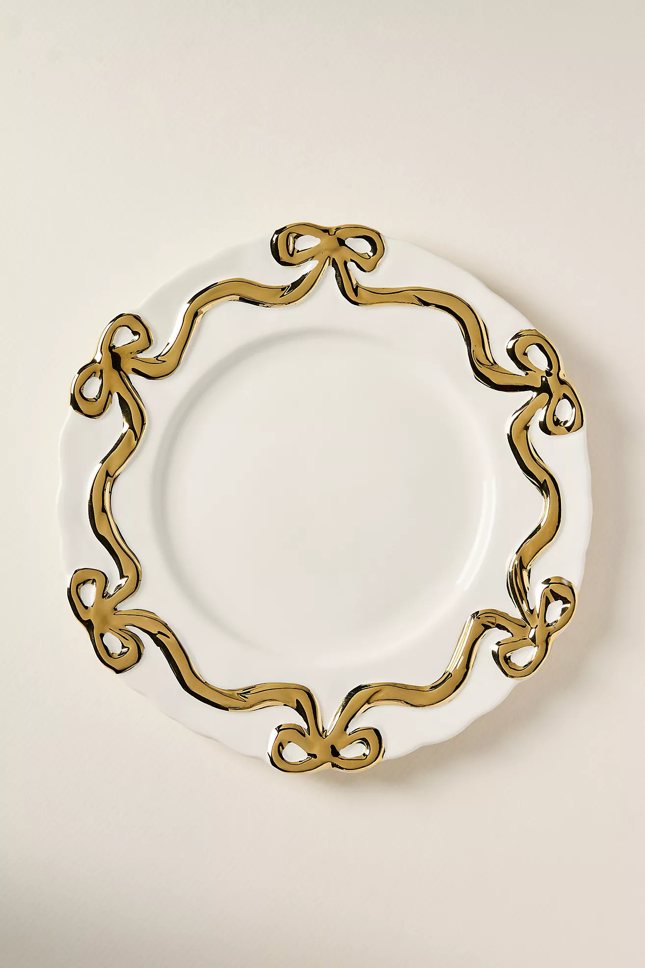 Benedita Gold Bow Stoneware Side Plates, Set of 4 | Anthropologie (US)