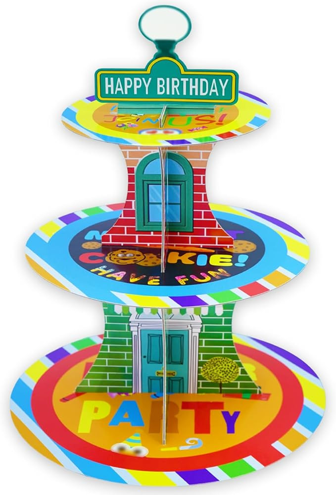 Cartoon Birthday Cupcake Stand, 3 Tier Paper Red Brick Wall Themed Cupcake Rack Birthday Party De... | Amazon (US)