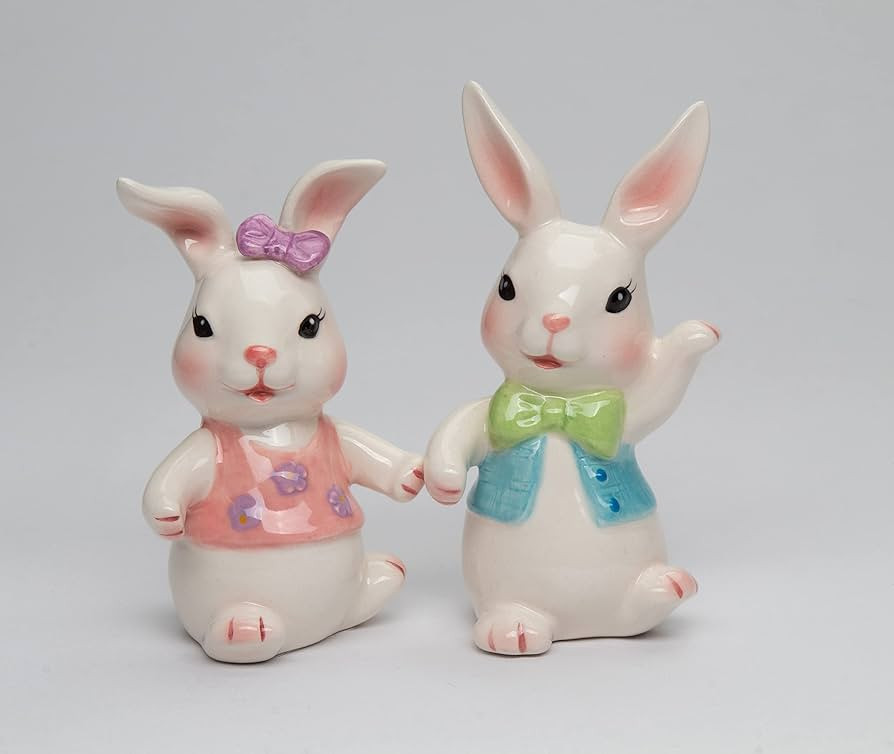 Fine Ceramic Spring Easter Bunny Rabbit Salt & Pepper Shakers Set, 4-1/8" H | Amazon (US)