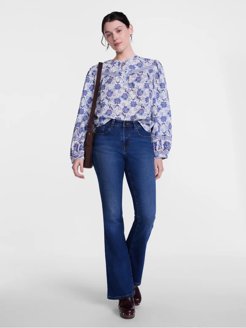 Scenario Women's and Women's Plus Quilted Detail Long Sleeve Top, Sizes XS-4X | Walmart (US)