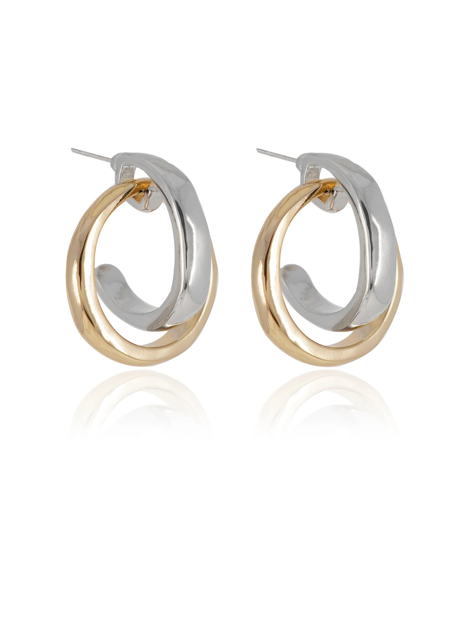Time and Tru Women's Interlocked Metal Loop Earring In Two Tone Plated Color | Walmart (US)
