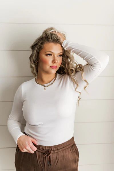 Evie Long Sleeve Ivory Top | She Is Boutique