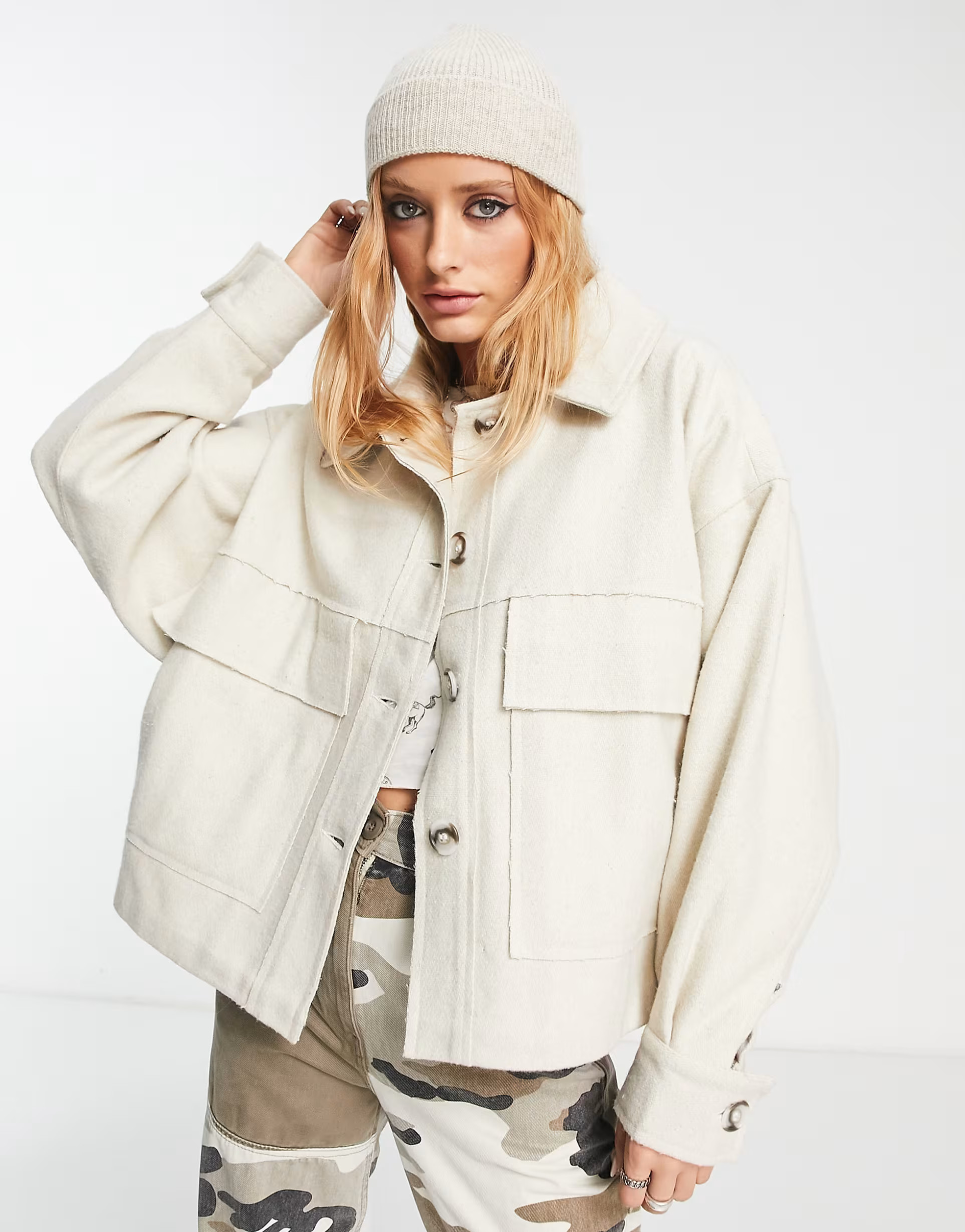 Bolongaro Trevor cropped utililty jacket in beige | ASOS (Global)