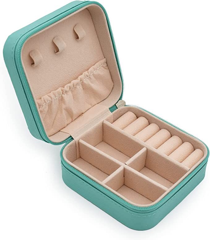 MODENGKONGJIAN Mini Jewelry Travel Case, PU Leather Travel Jewelry Organizer Box, Small Portable ... | Amazon (US)