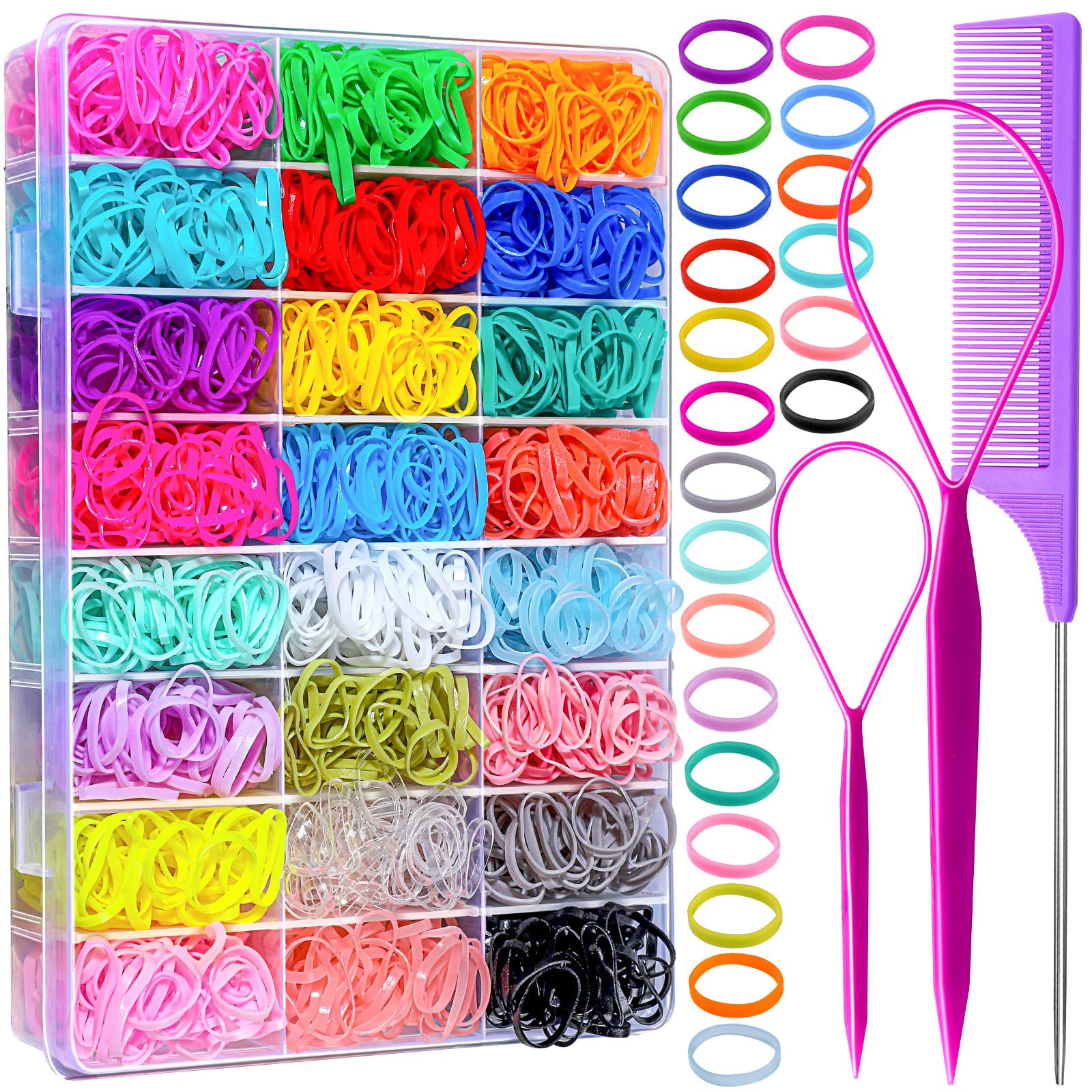 YGDZ Elastic Hair Bands 24 Colors, 1500 pcs Mini Hair Rubber Bands for Hair, Colorful Toddler Hai... | Amazon (US)