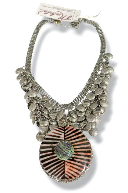Made In The Deep South 1960s Coconut Shell w/Enamel Pendant 1980s Necklace | The Willow Tree