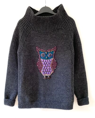 £1595 Burberry Prorsum Runway Owl Beaded Cashmere Wool Grey Sweater Jumper XS  | eBay | eBay US