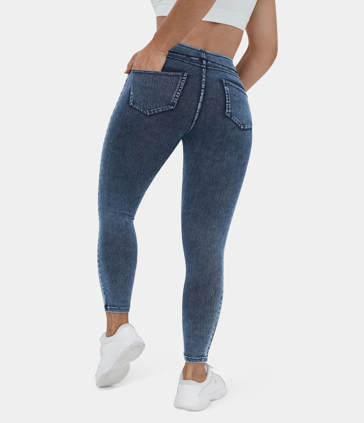 Frauen HalaraMagic™ Plus Size Jeans Jeggings aus elastischem Strick-Denim mit hohem Bund und Ge... | Halara - DE