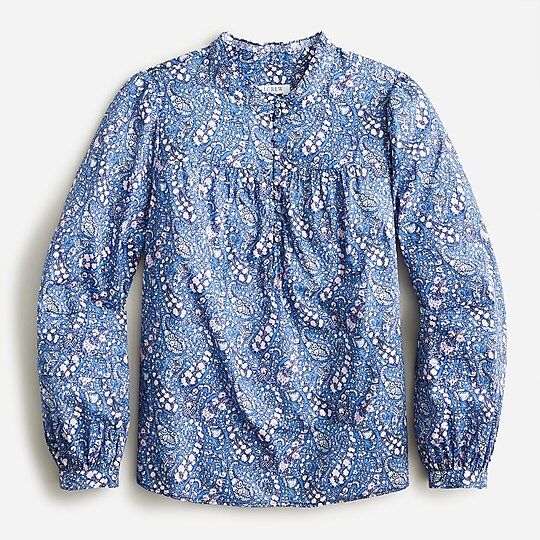 Button-front ruffleneck popover in Liberty® Bourton Bloom fabric | J.Crew US