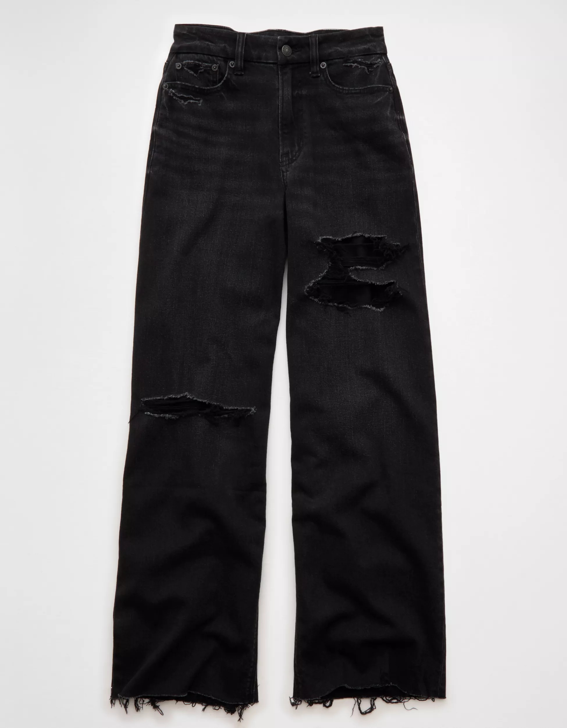 AE Dreamy Drape Stretch Curvy Super High-Waisted Baggy Wide-Leg Jean | American Eagle Outfitters (US & CA)