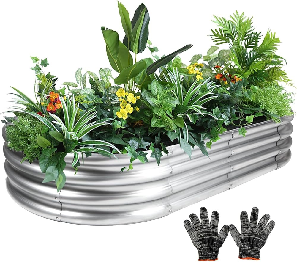 Galvanized Raised Garden Bed Kit, 4x2x1 FT Tools Free Assembly Thickening Raised Beds for Gardeni... | Amazon (US)