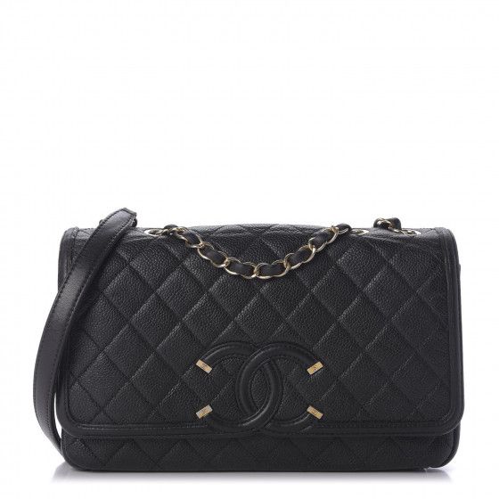 Caviar Quilted Medium CC Filigree Flap Black | Fashionphile