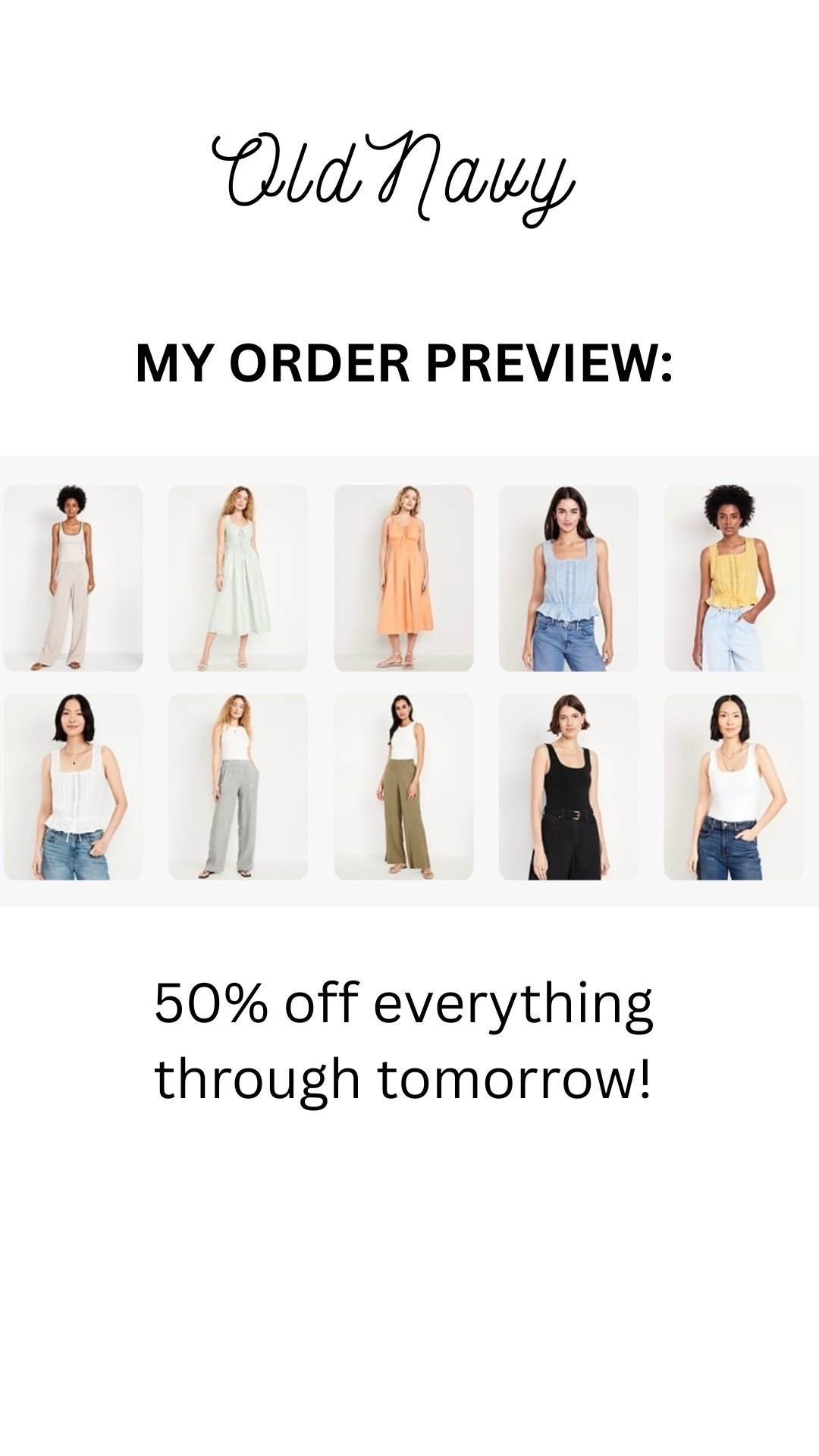 No it's not an April Fools joke! 50% off everything at Old Navy! 🩷