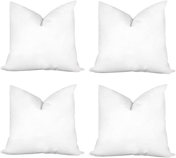 24"x24" Synthetic Down Filled Decorative Throw Pillow Insert 100% Cotton Cover (4 Pack) | Amazon (CA)