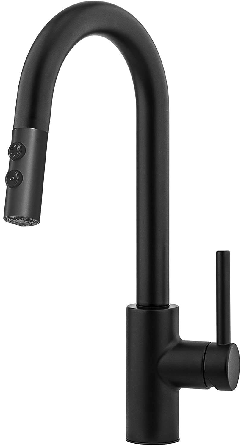 Black Kitchen Faucet with Pull Down Sprayer,Single Handle Pull Out Kitchen Sink Faucet,Commercial... | Amazon (US)