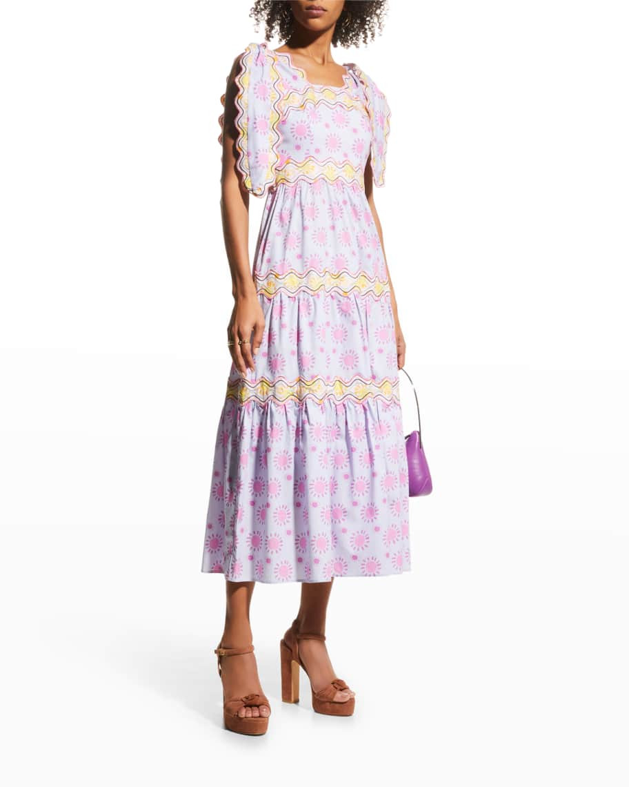 CELIAB Elara Self-Tie Tiered Midi Dress | Neiman Marcus