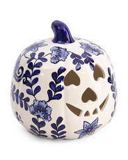 Ceramic Printed Jack O Lantern Tea Light Holder | Marshalls