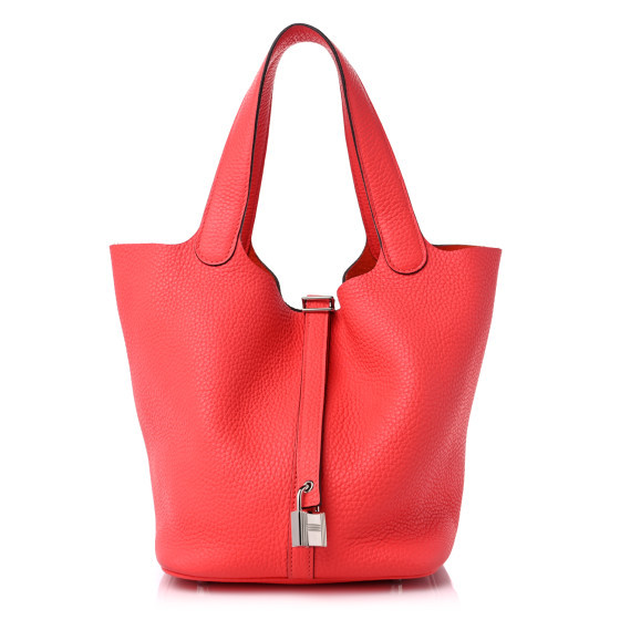 Taurillon Clemence Picotin Lock 22 MM Rose Texas | FASHIONPHILE (US)