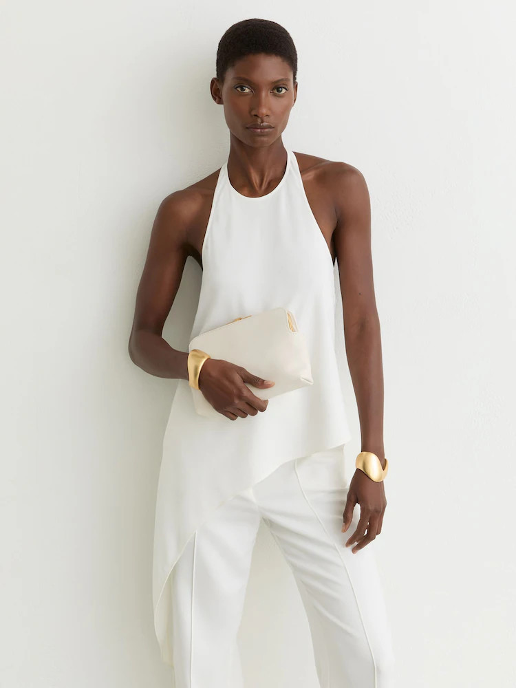 Reiss Quinn Asymmetrisches Drapiertes Neckholder-Top | Next EU