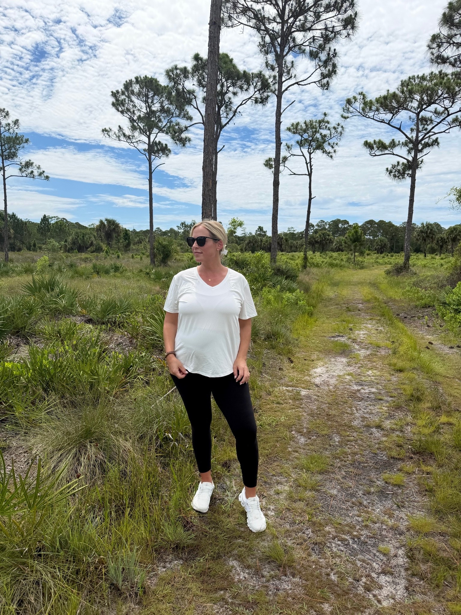 Nature walk. Wearing XL in neck t-shirt. 25 weeks pregnant

#LTKootd #LTKActive #LTKBump