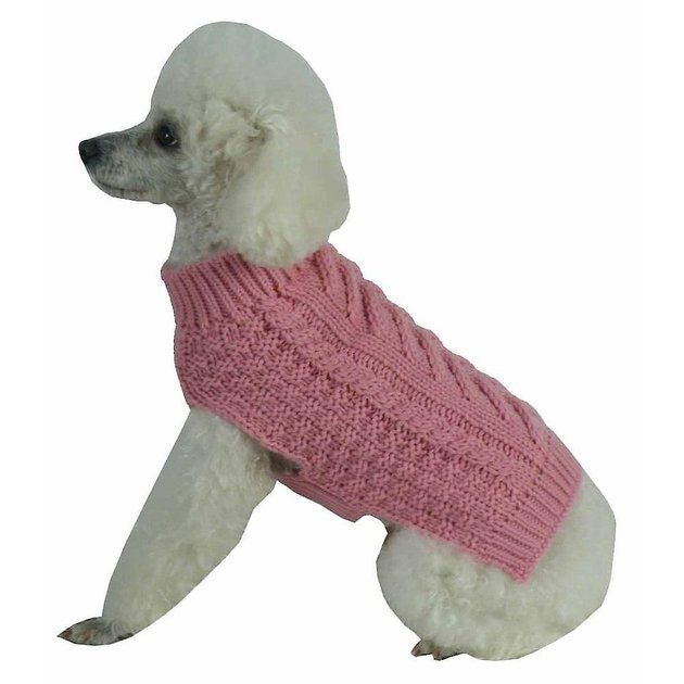 Pet Life Swivel-Swirl Heavy Cable Knitted Dog Sweater, Pink, Small | Chewy.com