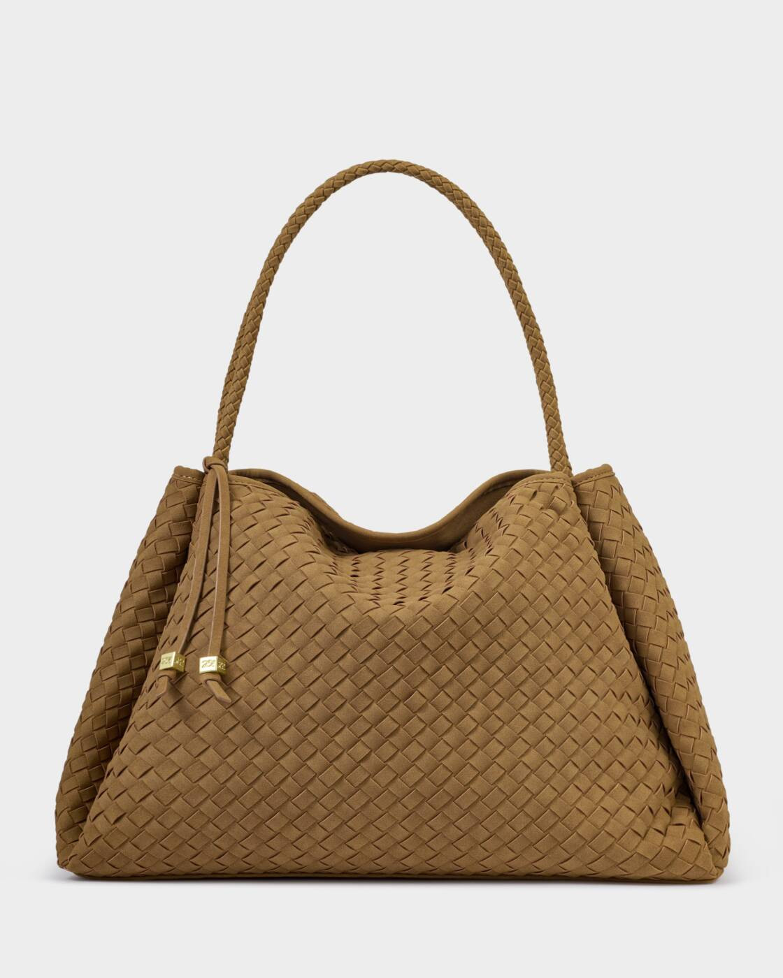 Nova Hand Woven Suedette Large Shoulder Bag in Caramel | Katie Loxton Ltd. (UK)