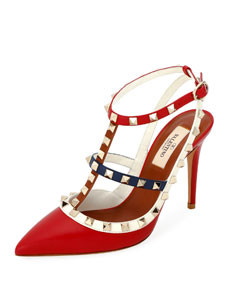 Rockstud Pointed Strappy Pumps | Bergdorf Goodman