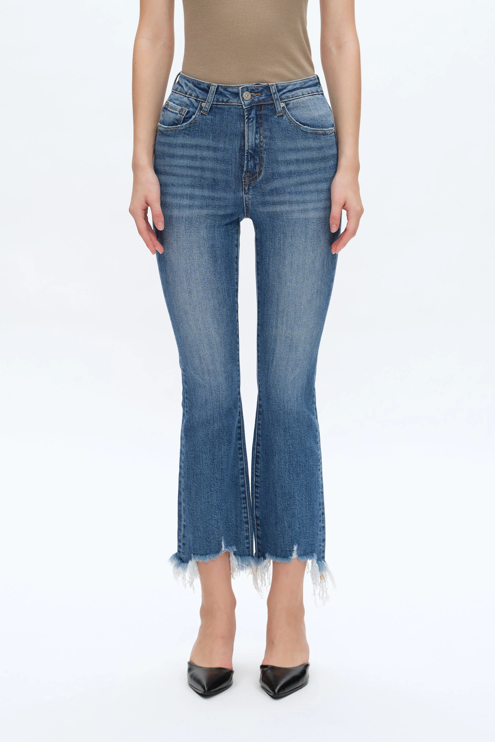 High Rise Flare Denim Jeans | BAYEAS | Bayeas