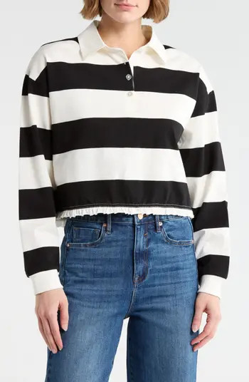 Vigoss Stripe Long Sleeve Cotton Polo | Nordstromrack | Nordstrom Rack