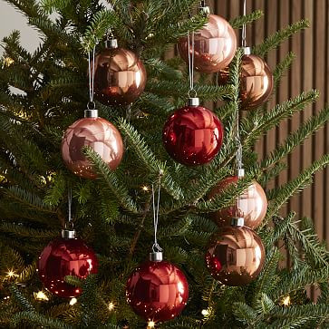 Tonal Blush Glass Boxed Ornaments (Set of 9) | West Elm | West Elm (US)