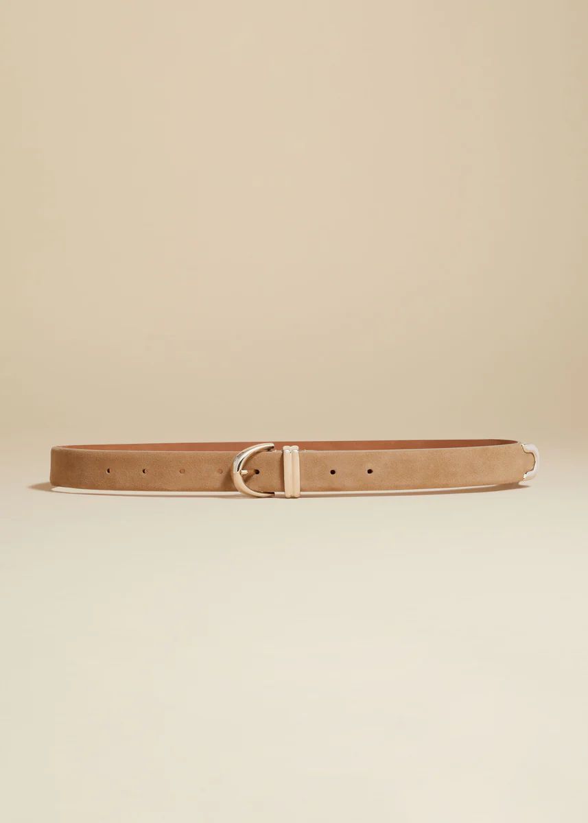 The Bambi Belt in Beige Suede with Silver | Khaite