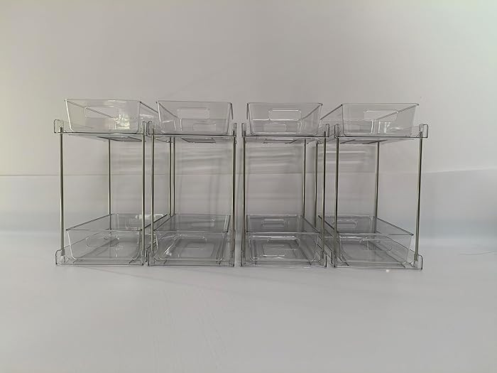 Vtopmart 4 Pack Higher Bathroom Organizer, 2 Tier White Under Sink Organizers Vanity Countertop S... | Amazon (US)
