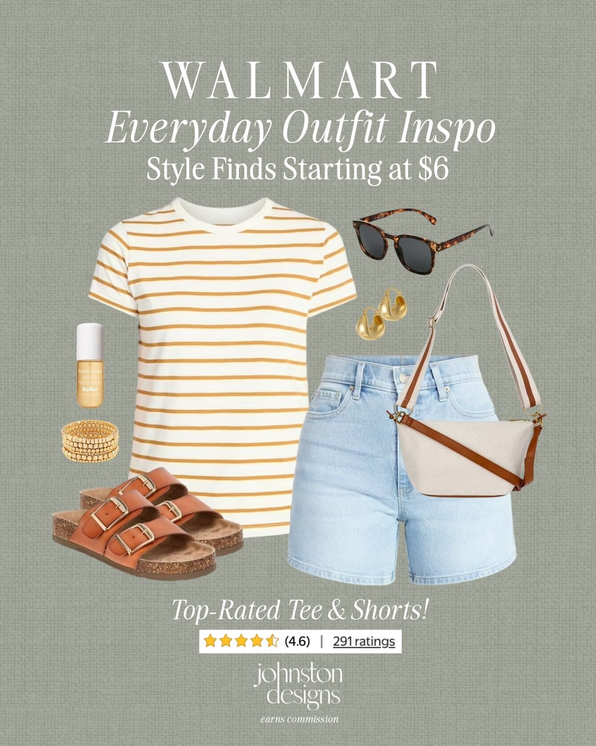 Walmart everyday outfit inspo with a top-rated striped tee, denim shorts and easy casual accessories. 🤎

Walmart everyday outfit, striped tee outfit, denim shorts look, style finds starting at $6, top rated tee, top rated shorts, buckle slide sandals, crossbody bag, tortoise sunglasses, gold hoop earrings, casual summer style, affordable Walmart fashion, easy weekend outfit, budget friendly basics, warm weather outfit inspo 

 #LTKootd #LTKSeasonal