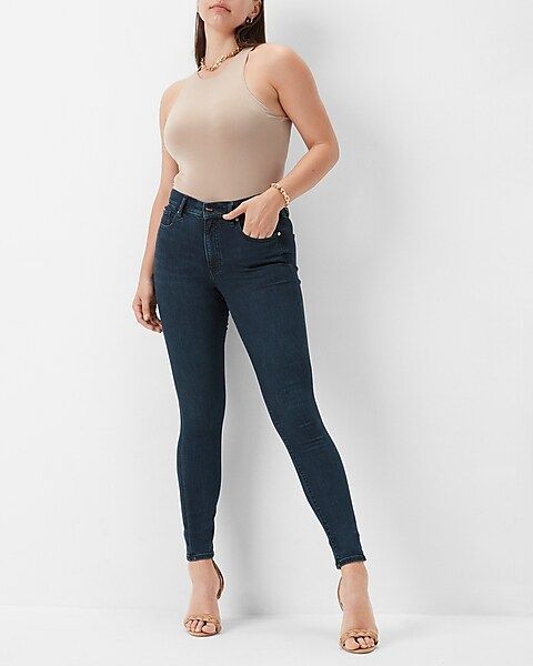 Mid Rise Dark Wash Supersoft Skinny Jeans | Express