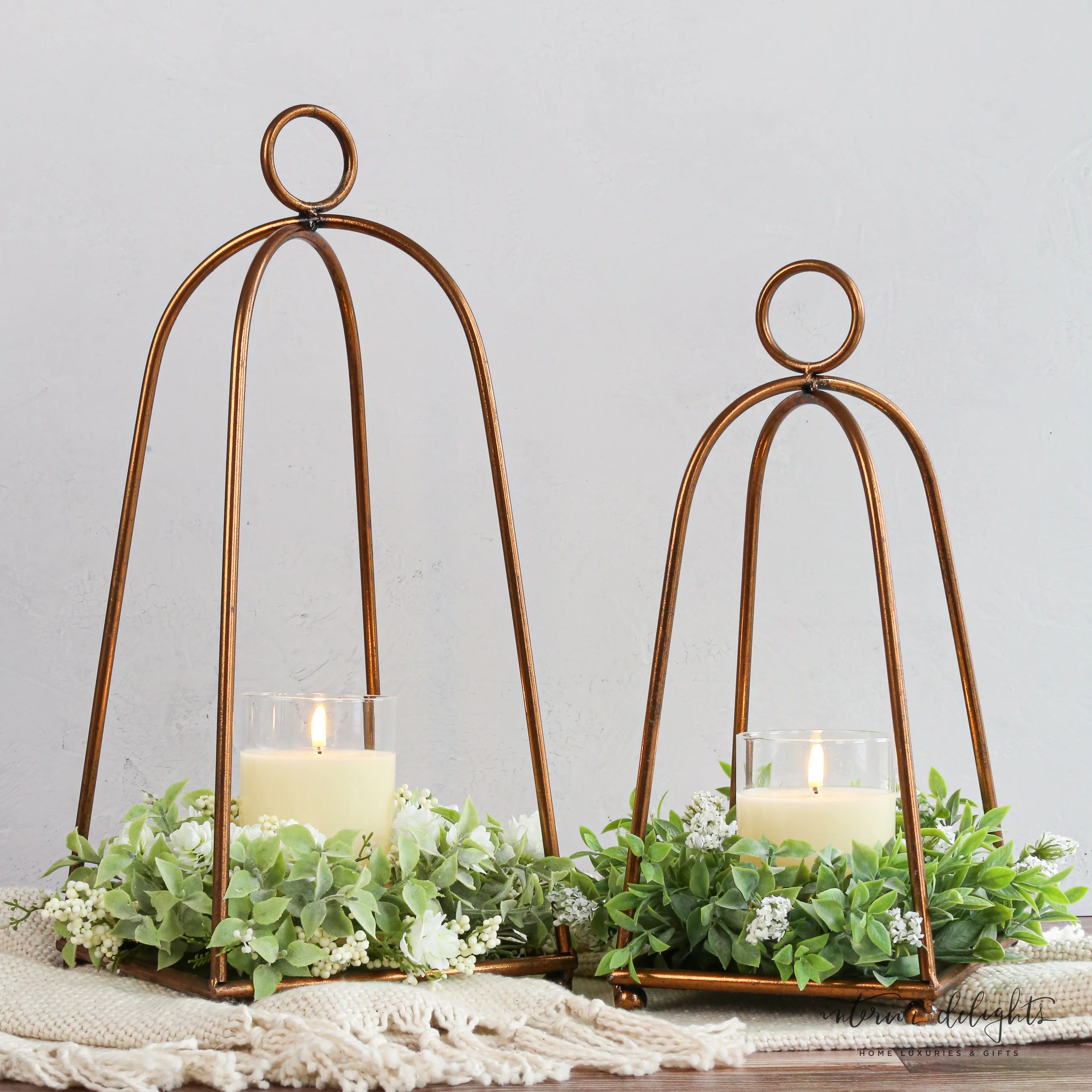 Set of Two Copper Lanterns-FINAL SALE | Interior Delights