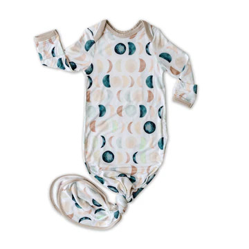 Luna Neutral Bamboo Viscose Infant Knotted Gown | Little Sleepies