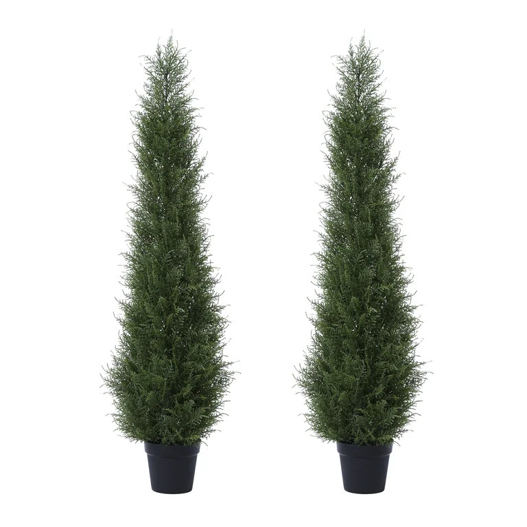 2 Pack 5 Feet Artificial Cedar Tree UV Rated for Indoor/Outdoor Decor , DR.Planzen - Walmart.com | Walmart (US)