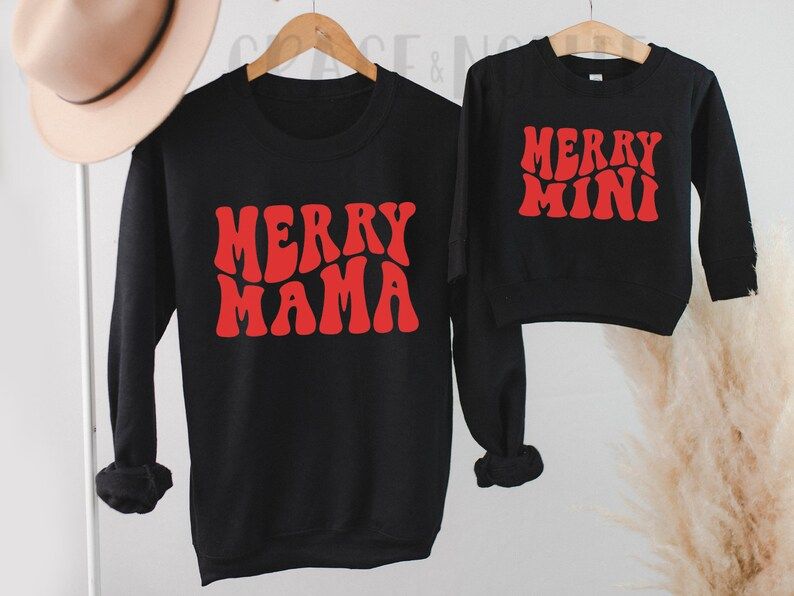 Merry Mama Merry Mini | Mama Mini Sweatshirts | Mama's Mini | Christmas Sweatshirts | Adult Chris... | Etsy (US)