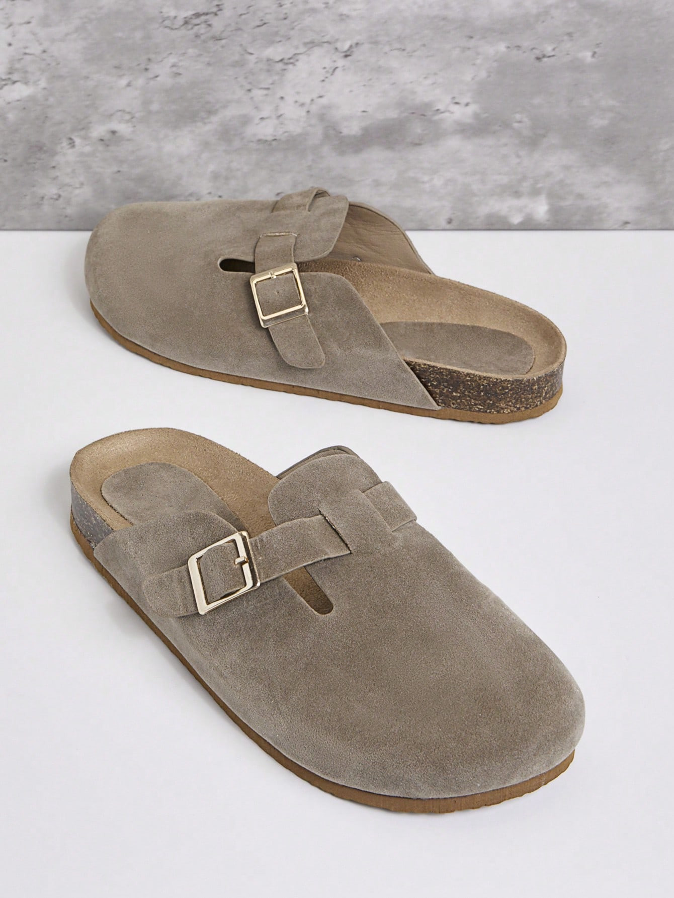 SHUZIA Boston Clog Wide Fit Taupe Slip On Mule | SHEIN