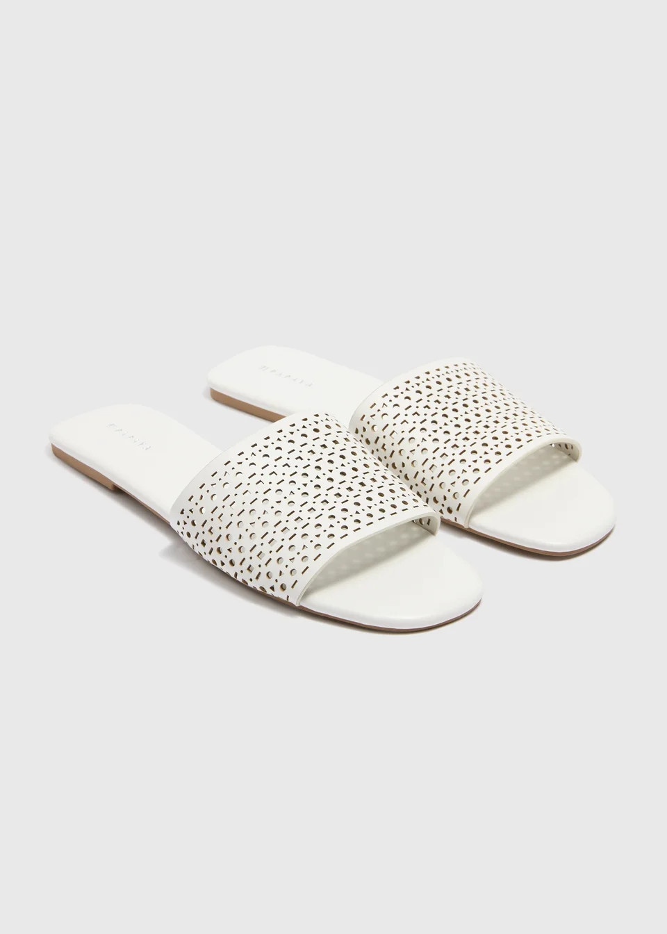 White Laser Cut Slider Sandal | Matalan (UK)