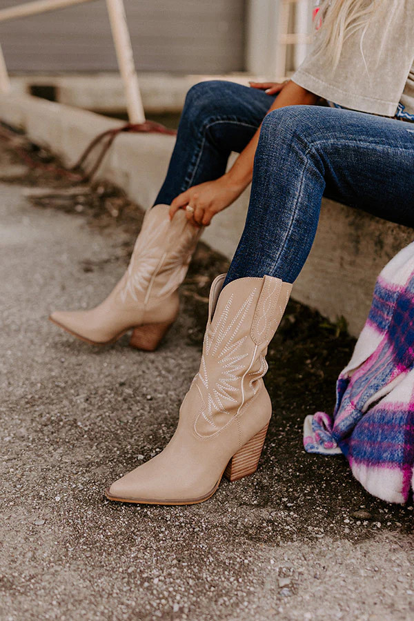 The Beau Faux Leather Cowboy Boot In Tan | Impressions Online Boutique