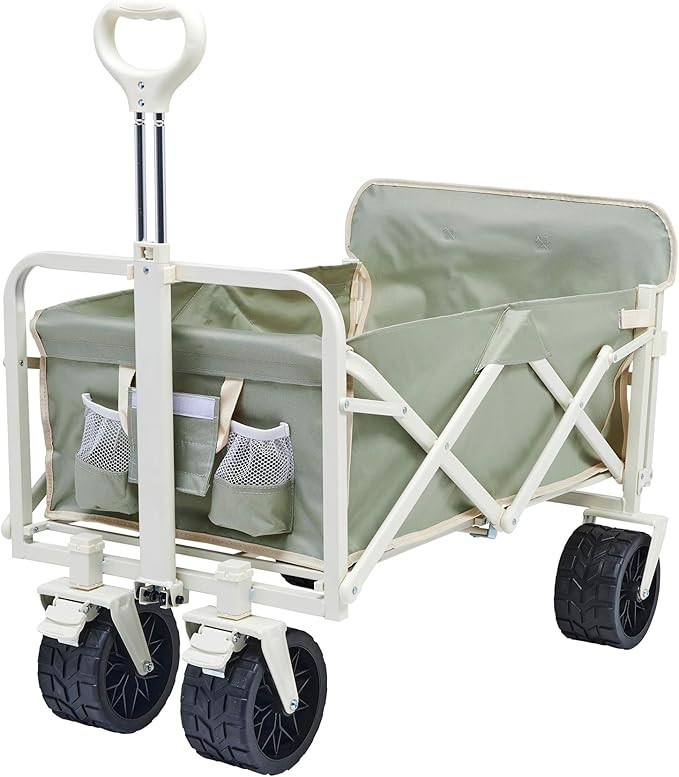 SUNNYLiFE Beach Cart, Seagrass, Heavy Duty Steel Frame with PVC Wheels, 75kg Capacity, Foldable | Amazon (US)