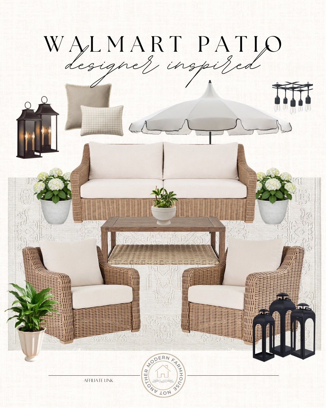 Designer inspired patio style for less! 🤍 Wicker seating, soft neutrals & cozy accents that make your outdoor space feel high end. All from Walmart! 


Walmart patio, outdoor furniture, designer inspired, wicker set, neutral decor, patio styling, backyard refresh, outdoor living, lanterns, patio umbrella, hydrangeas, layered rugs, affordable decor, high end look, entertaining space, summer ready, porch furniture, classic style, budget friendly, home finds, look for less.

#LTKSaleAlert #LTKHome #LTKSeasonal