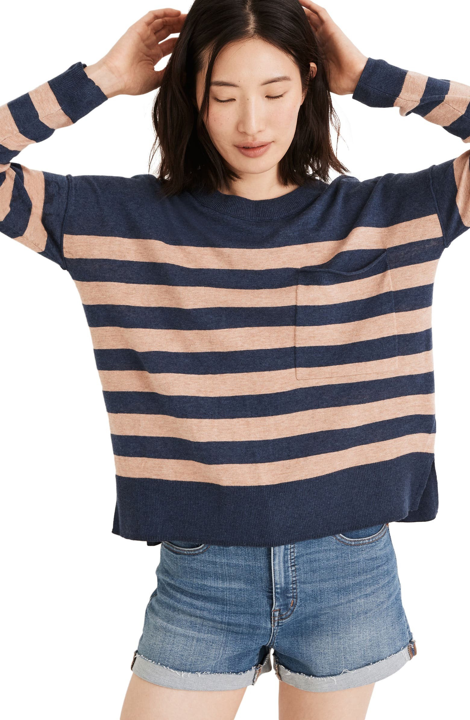 Lightweight Stripe Pocket Sweater | Nordstrom