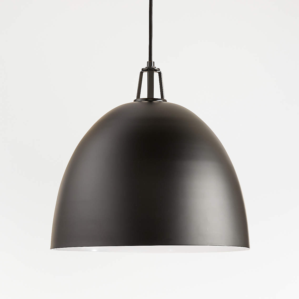 Maddox Black Dome Pendant Large with Brass Socket + Reviews | Crate & Barrel | Crate & Barrel