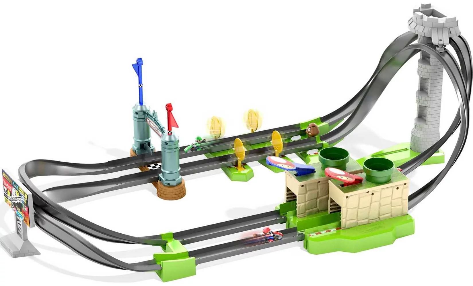 Hot Wheels Mario Kart Circuit Lite Track Set with 1:64 Scale Toy Die-Cast Kart Vehicle & Launcher | Walmart (US)