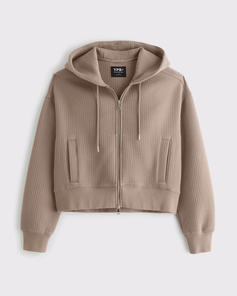 Abercrombie & Fitch Women's YPB Active Rib Full-Zip in Brown - Size XXS | Abercrombie & Fitch (US)