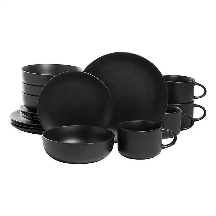 Matte Black Ceramic 16-pc. Dinnerware Set | Kirkland's Home