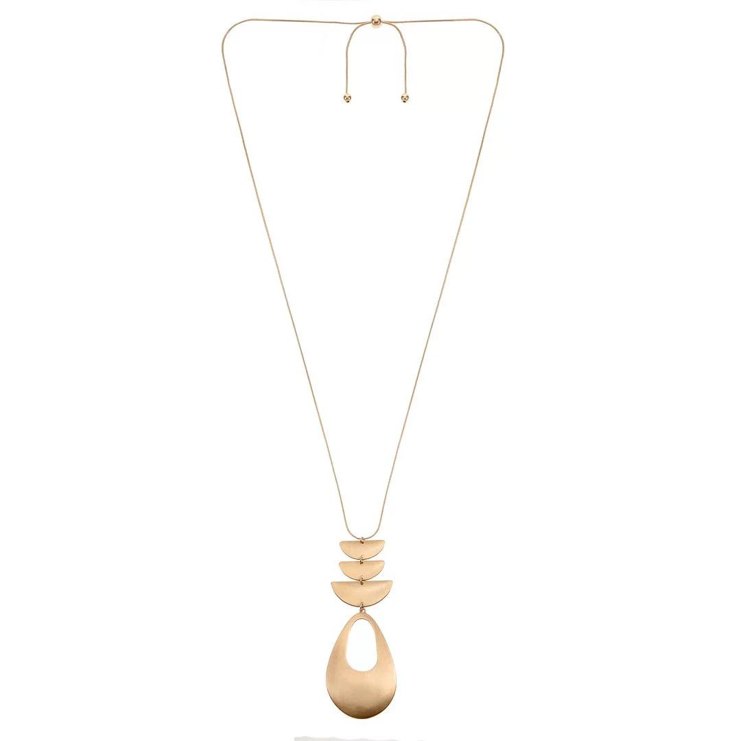 Time and Tru Womens 34" Long Adjustable Gold Pendant Necklace | Walmart (US)